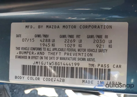 2016 Mazda Mazda6 I Grand Touring from USA, damaged, VIN JM1GJ1W58G1444199